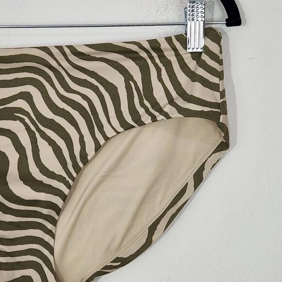 Andie Green and Tan Swim Bottom NWT Medium Green Stripe Andie Swim Bikini Bottom - Picture 2 of 11